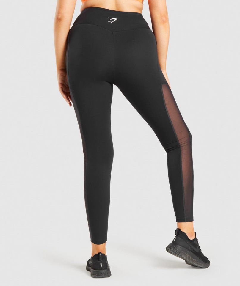 Women's Gymshark Training Mesh Pocket Leggings Black | NZ 8NCLYV